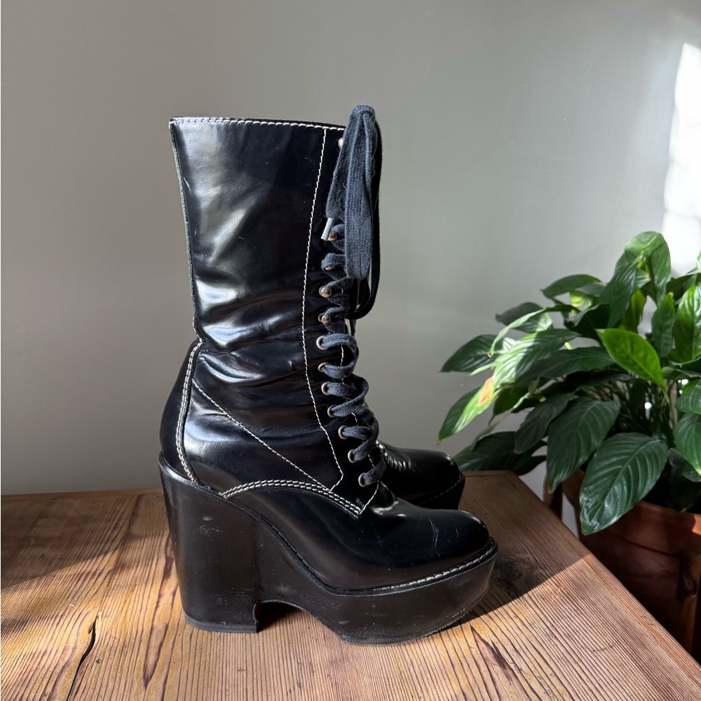 Chloé Black Platform Lace-Up Boots
